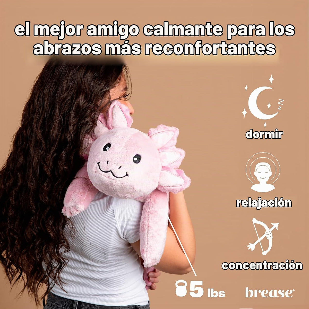 Brease Peluche de Dragón Axolotl Rosa con Peso de 5 libras Sin Fragancia - Juguete de Peluche Suave y Grande para Comodidad, Calma y Relajación, Compañero Ideal para Abrazar para Niños y Adultos