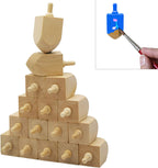The Dreidel Company Paquete de 24 Dreidel de madera de Hanukkah, diseña tu propio Dreidel de Janucá de 3 pulgadas, sin terminar y natural