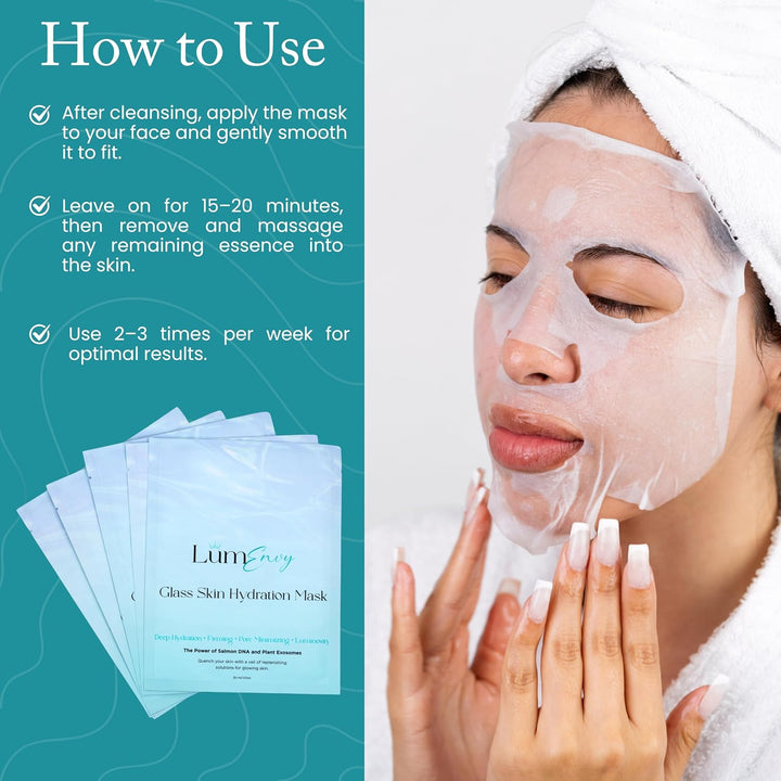 LúmEnvy - Máscara facial de vidrio para la piel, ADN de salmón (PDR...