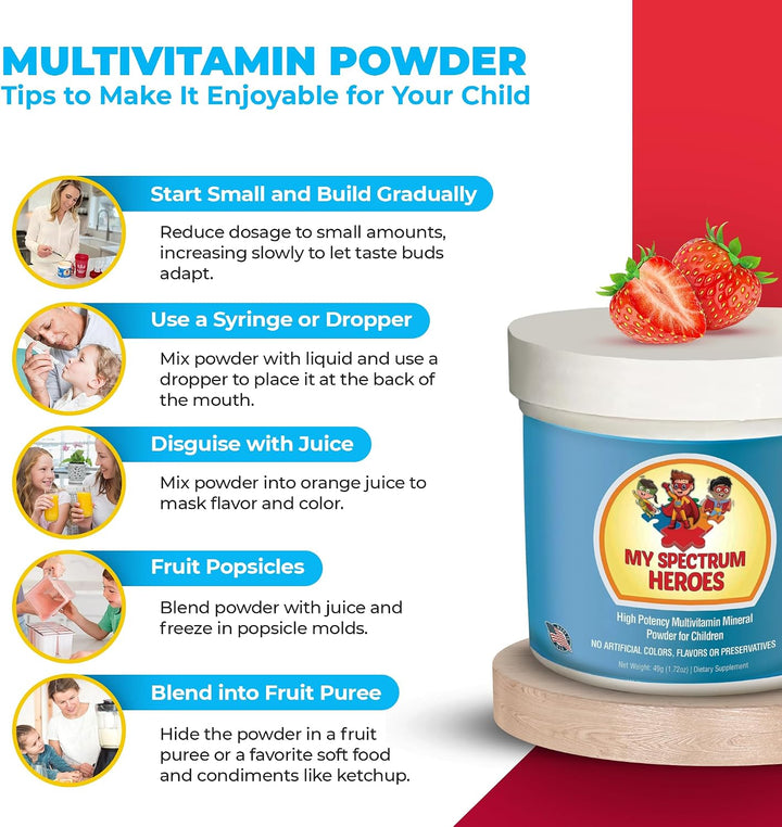 My Spectrum Heroes Multivitamínico en polvo para niños, suplemento...