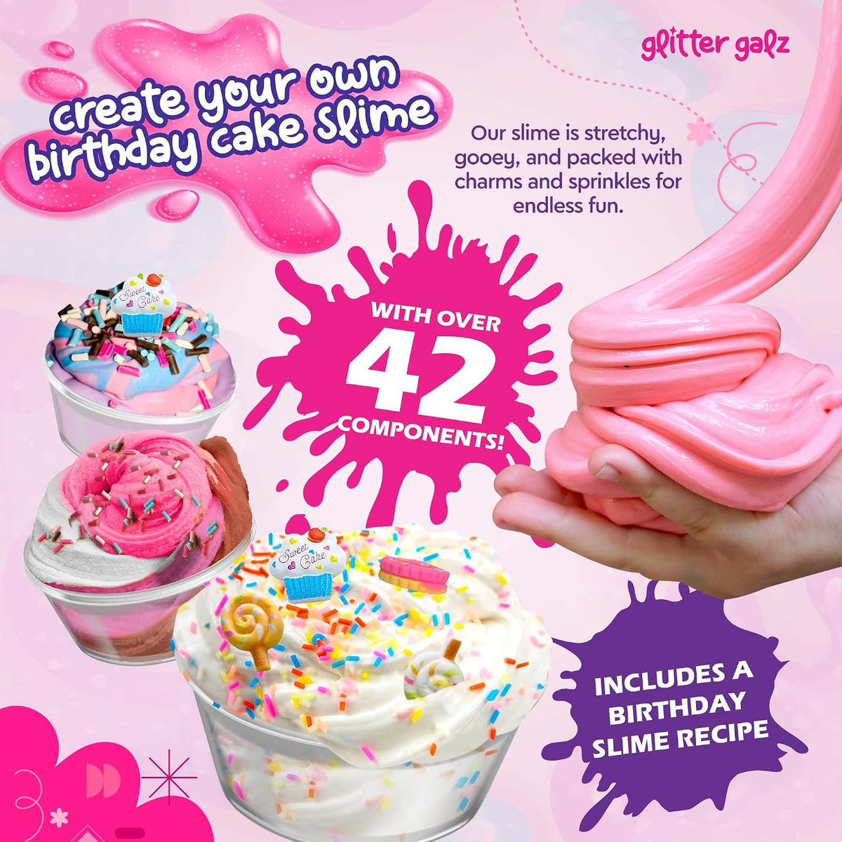 DIY Slime Making Kit, 42-Pc Birthday Kit para niñas de 8 a 12 años