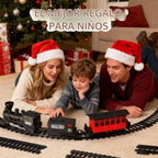 Juego de tren de árbol de Navidad de 15 piezas con humo, sonido y luces, pista elegante y vagones de pasajeros vintage para Navidad, juego de tren para niños de 3 a 8 años, regalos para niños