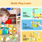PicassoTiles - Juego de 100 piezas de bloques de construcción magnéticos para carreras de mármol, tamaño de viaje, mini baldosas imán, juego de mármoles, juego de construcción para pista de carreras
