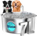 Fuente de agua para perros grandes: 7L/236oz/1.8G fuente para perros de acero inoxidable - Fuente de agua para gatos grandes para interiores - Fuente de agua súper silenciosa para perros en el