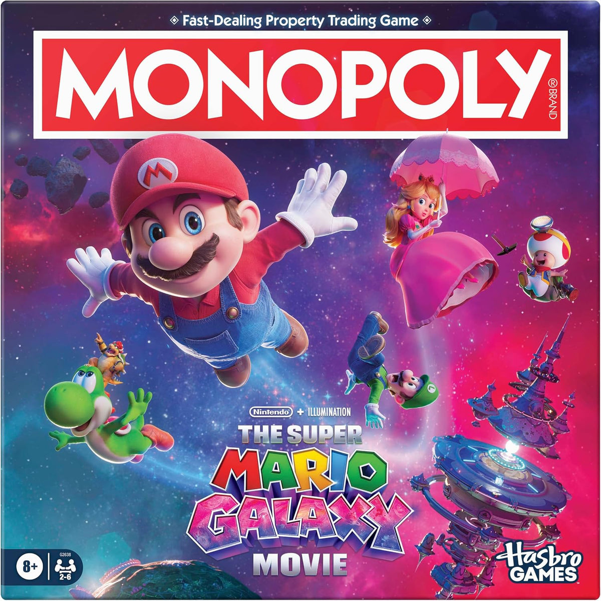 Monopoly: The Super Mario Galaxy Movie Edition Juego de mesa I Fun Family Games para niños, adolescentes y adultos | 2 a 6 jugadores | A partir de 8 años