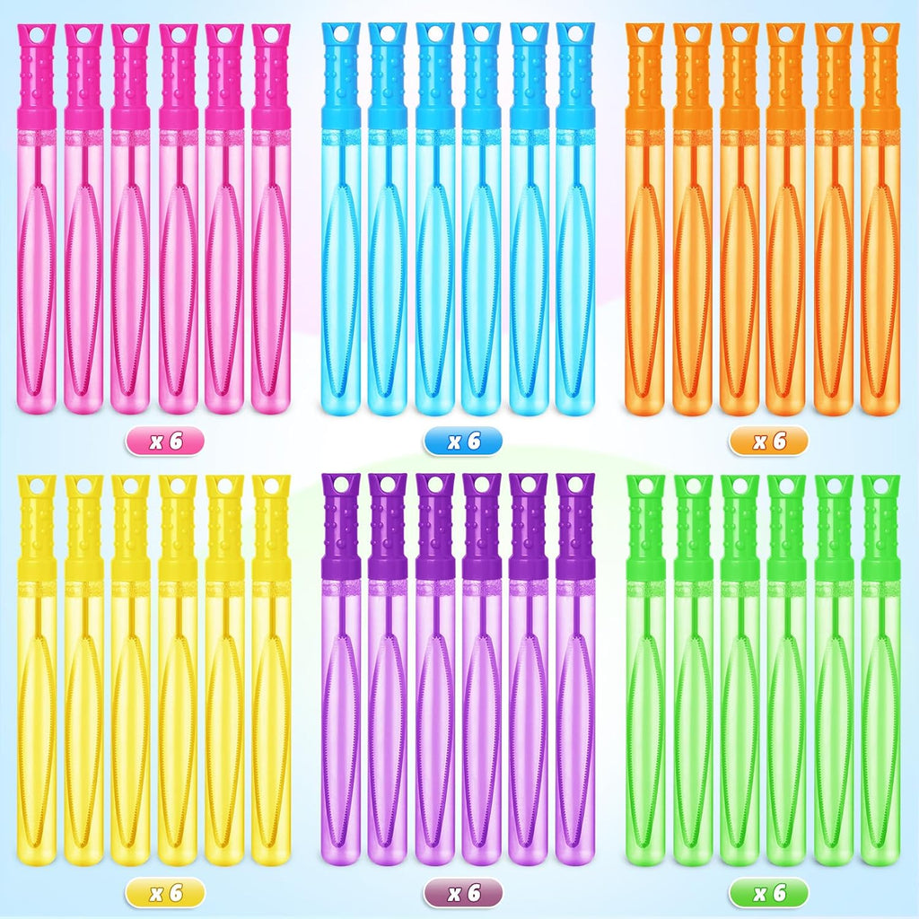 Paquete de 36 varitas de burbujas en 6 colores, juguetes de verano