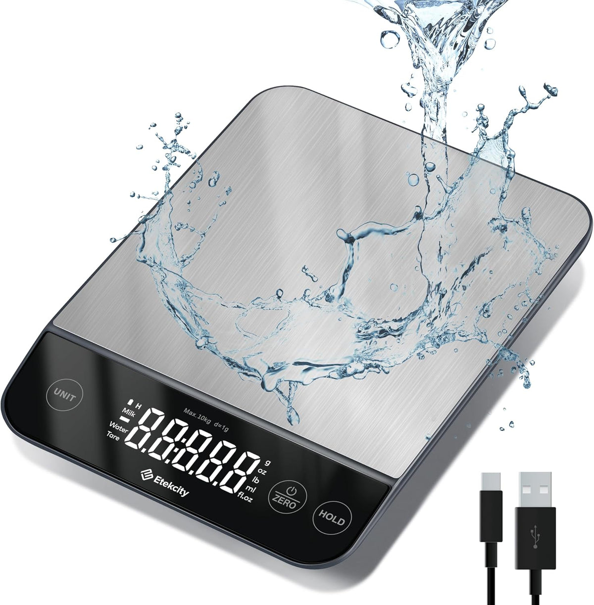Etekcity Báscula de cocina de alimentos de 22 libras, recargable por USB