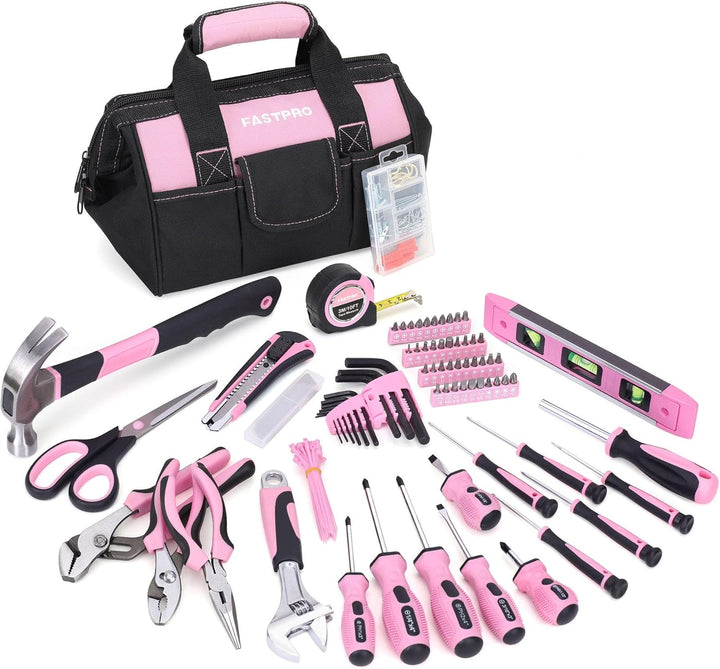 FASTPRO Juego de herramientas rosa, 220 piezas Lady's Home Repa...