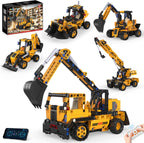 Juego de construcción de robot STEM 5 en 1, excavadora de control remoto con aplicación, juguetes de construcción de robótica técnica y kits STEM de ingeniería educativa para niños