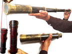 Telescopio de latón raro Spyglass - East India Company 1818 Tracker Vintage Pirate Spyglass Alcance antiguo 32 pulgadas grande cosido a mano caja de regalo de cuero (BT-EIC-32)
