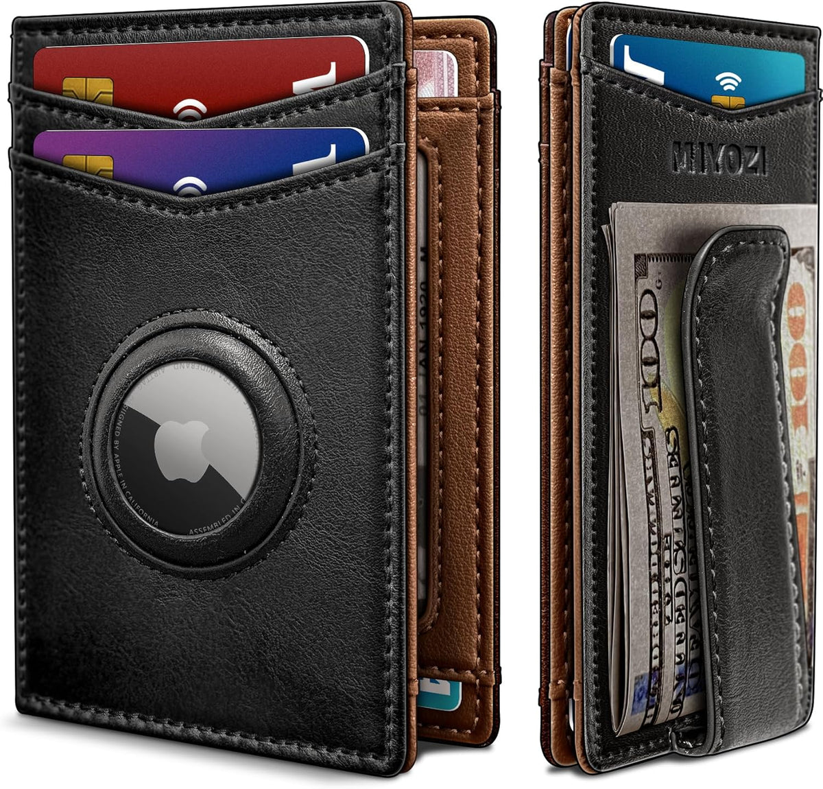 miyozi Billetera Airtag para hombre, con clip para dinero, caja de...