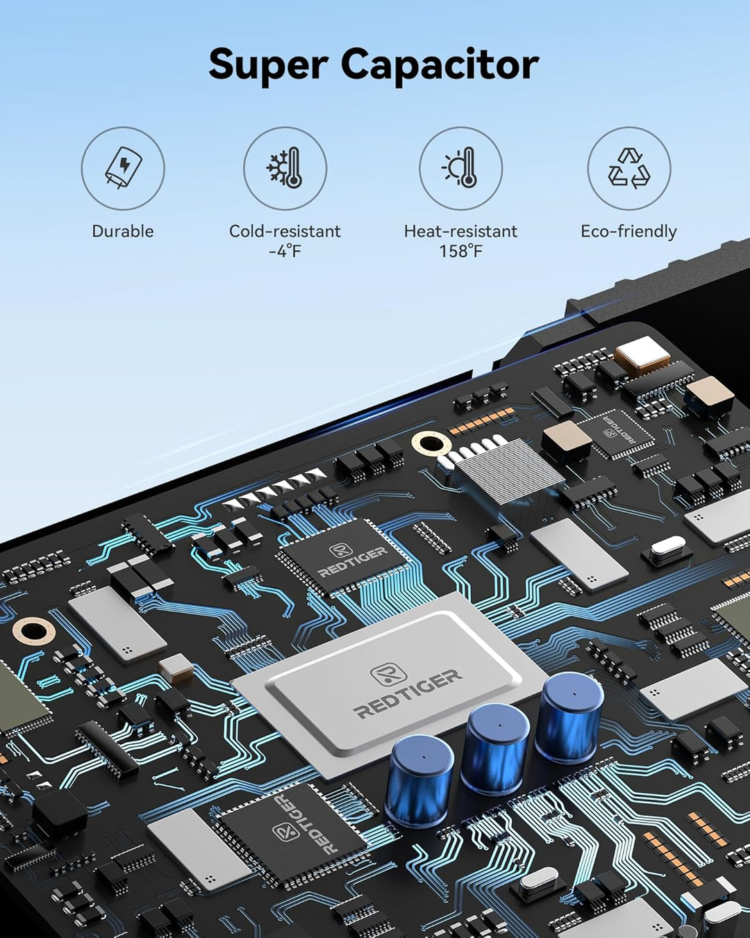REDTIGER Cámara de tablero 4K frontal trasera sensor