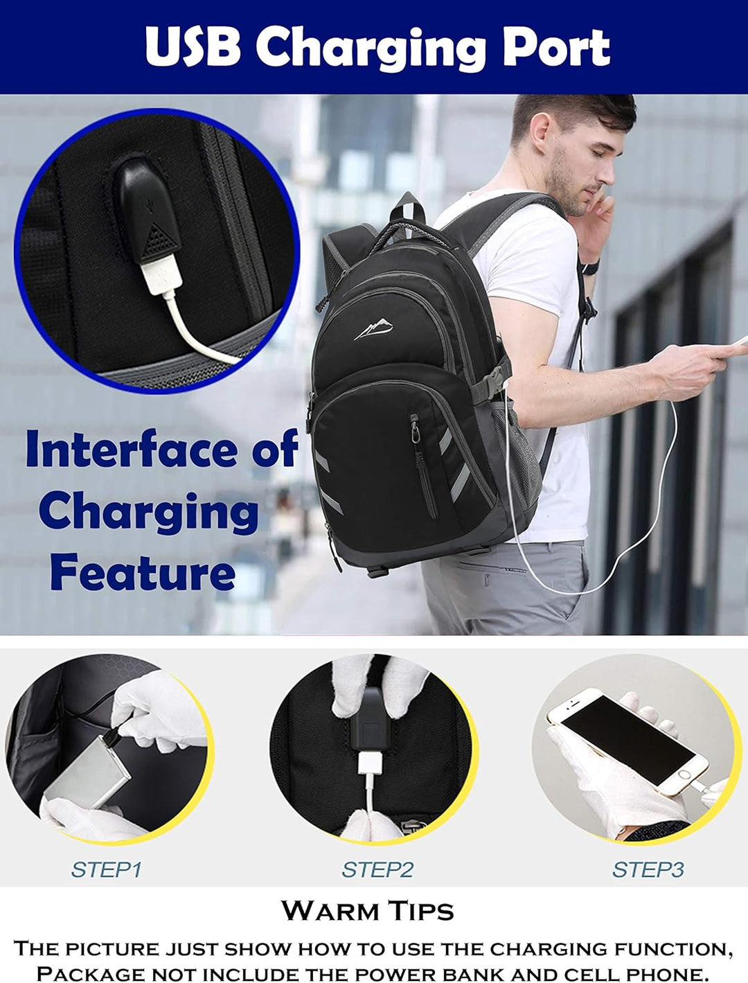 ProEtrade - Mochila para universidad con puerto de carga USB para l...