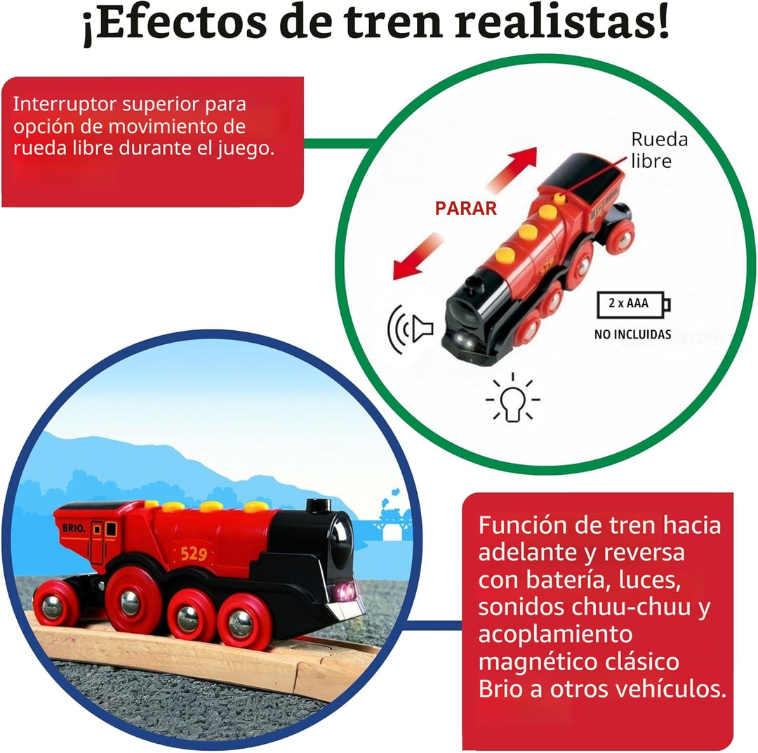 Locomotora Brio de acción potente, de color rojo