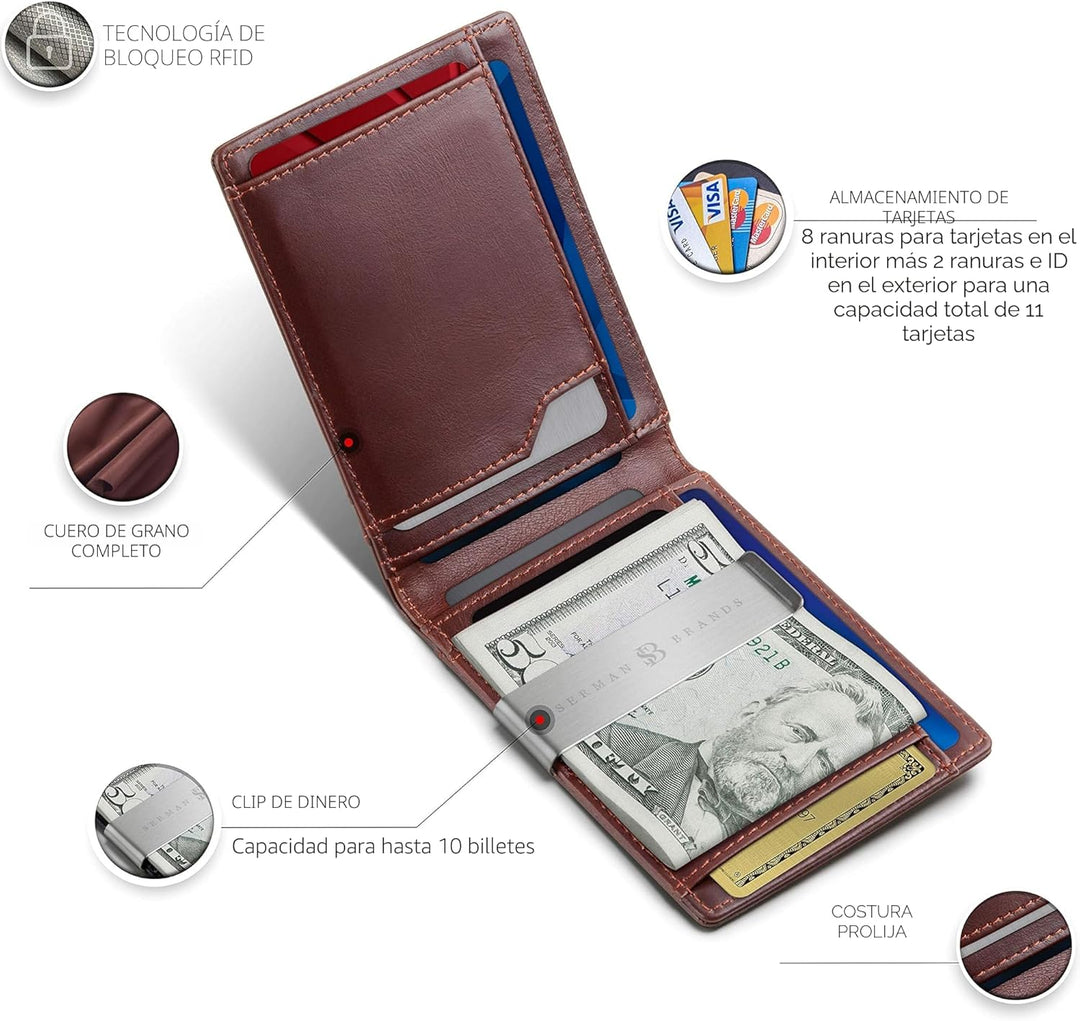 SERMAN BRANDS Money Clip Wallet - Mens Wallets slim Front Pocket RF...