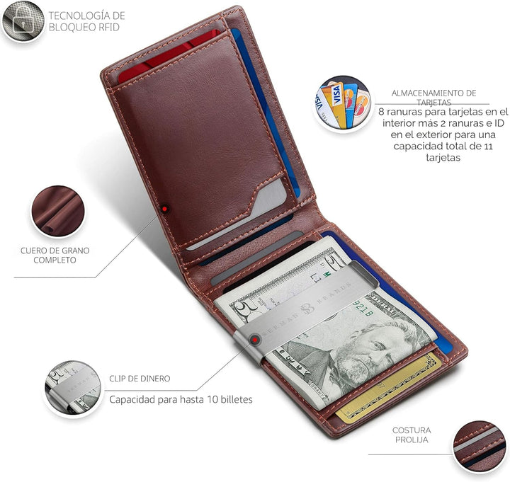 SERMAN BRANDS Money Clip Wallet - Mens Wallets slim Front Pocket RF...