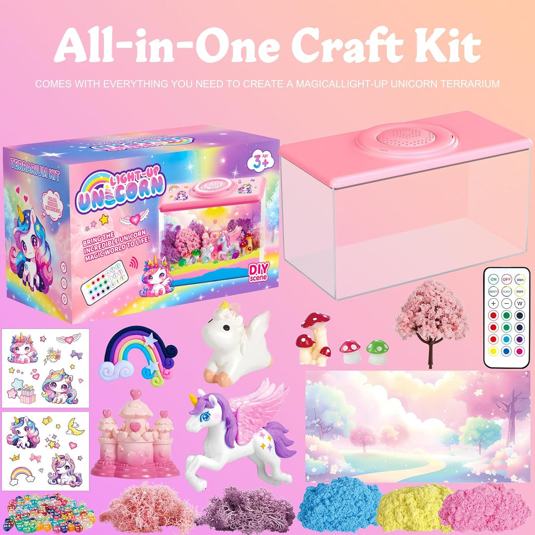 Kit de terrario de unicornio iluminado para niños - Luz