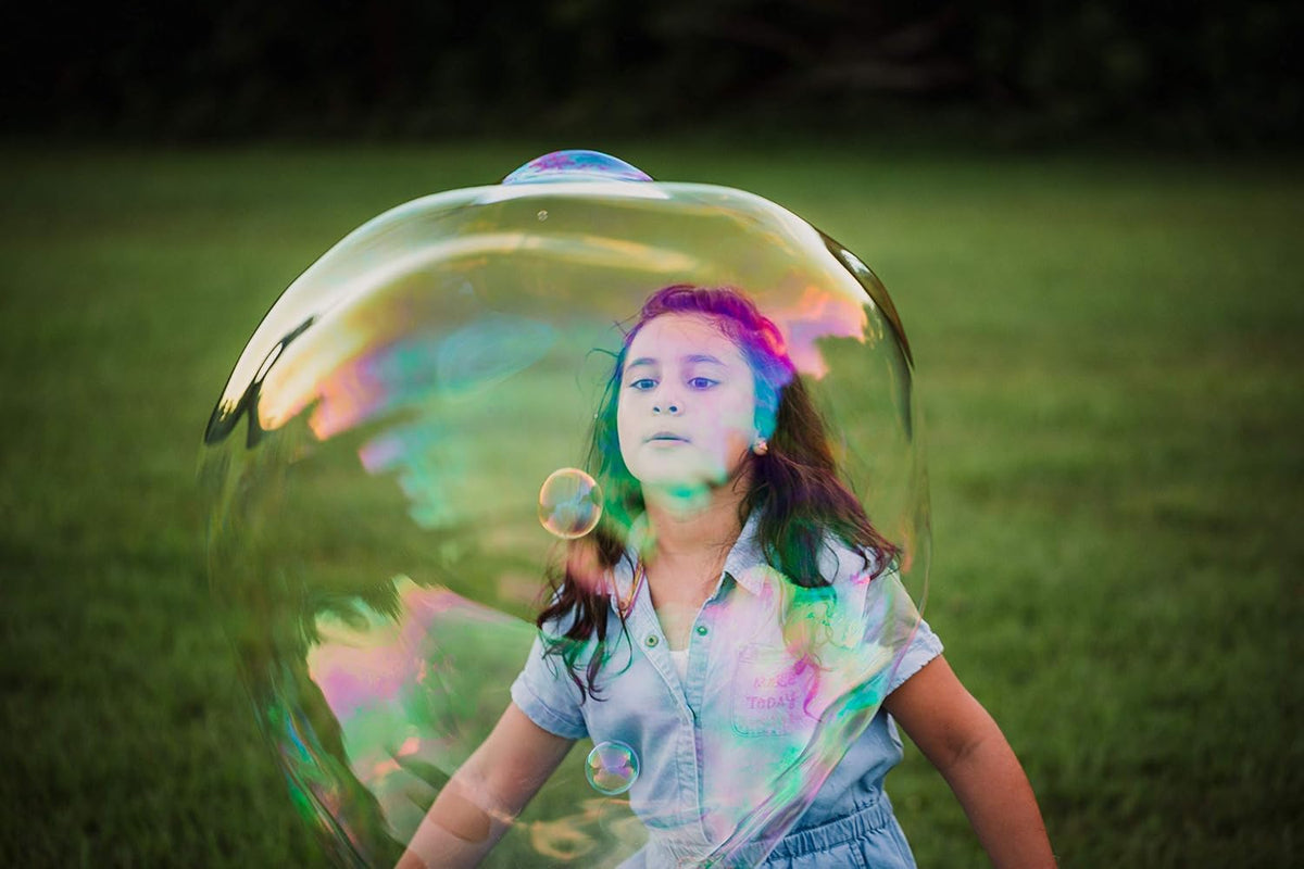 Kit de varita de burbujas gigante y recambios, incluye 7 bolsas de concentrado y folleto de consejos | Fabricante de burbujas para exteriores para niños | Recuerdo de fiesta de burbujas