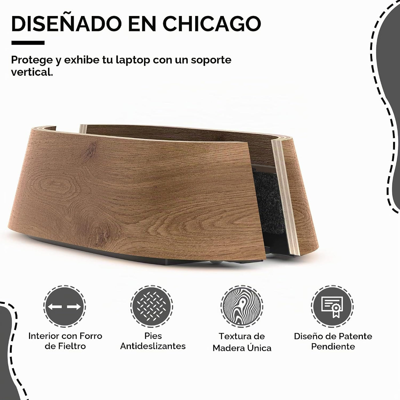 HumanCentric Soporte vertical para laptop en madera de nogal negro,...