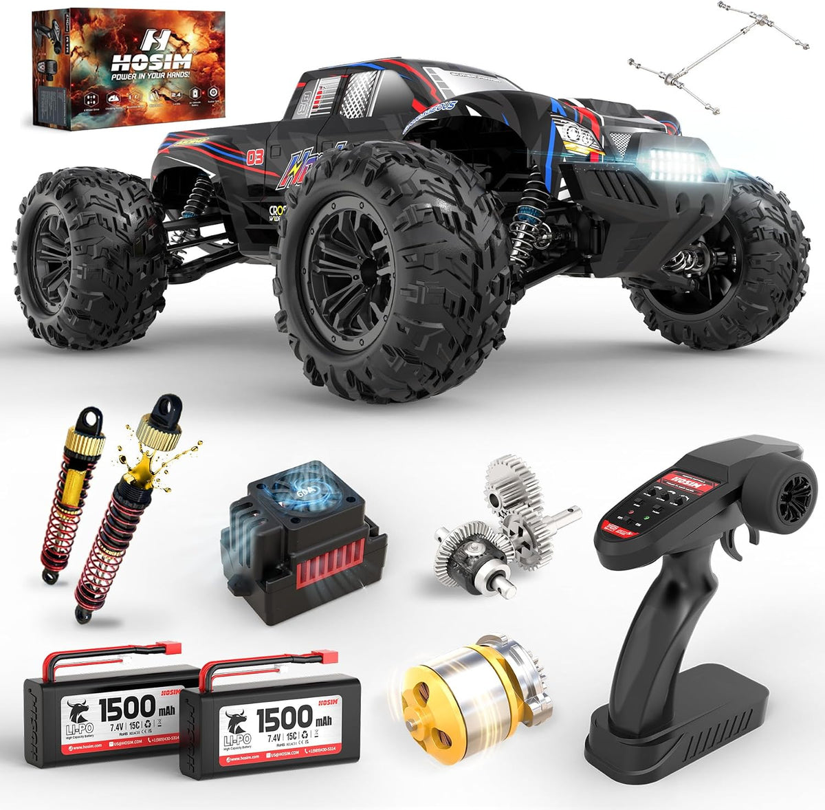 Hosim Autos RC sin escobillas 1:10 para adultos y niños, automóvil de