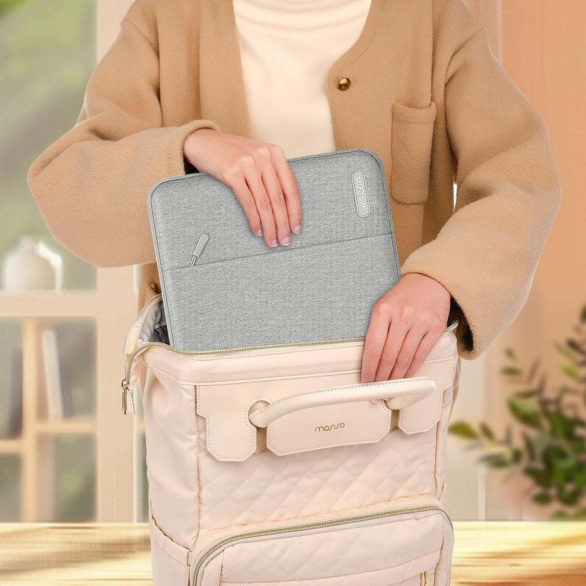 MOSISO Funda vertical de poliéster con bolsillo para laptop de 17 a...