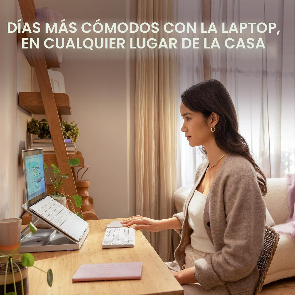 Logitech Casa Pop Up Desk Laptop Stand, teclado & Touchpad - Tan/Purple