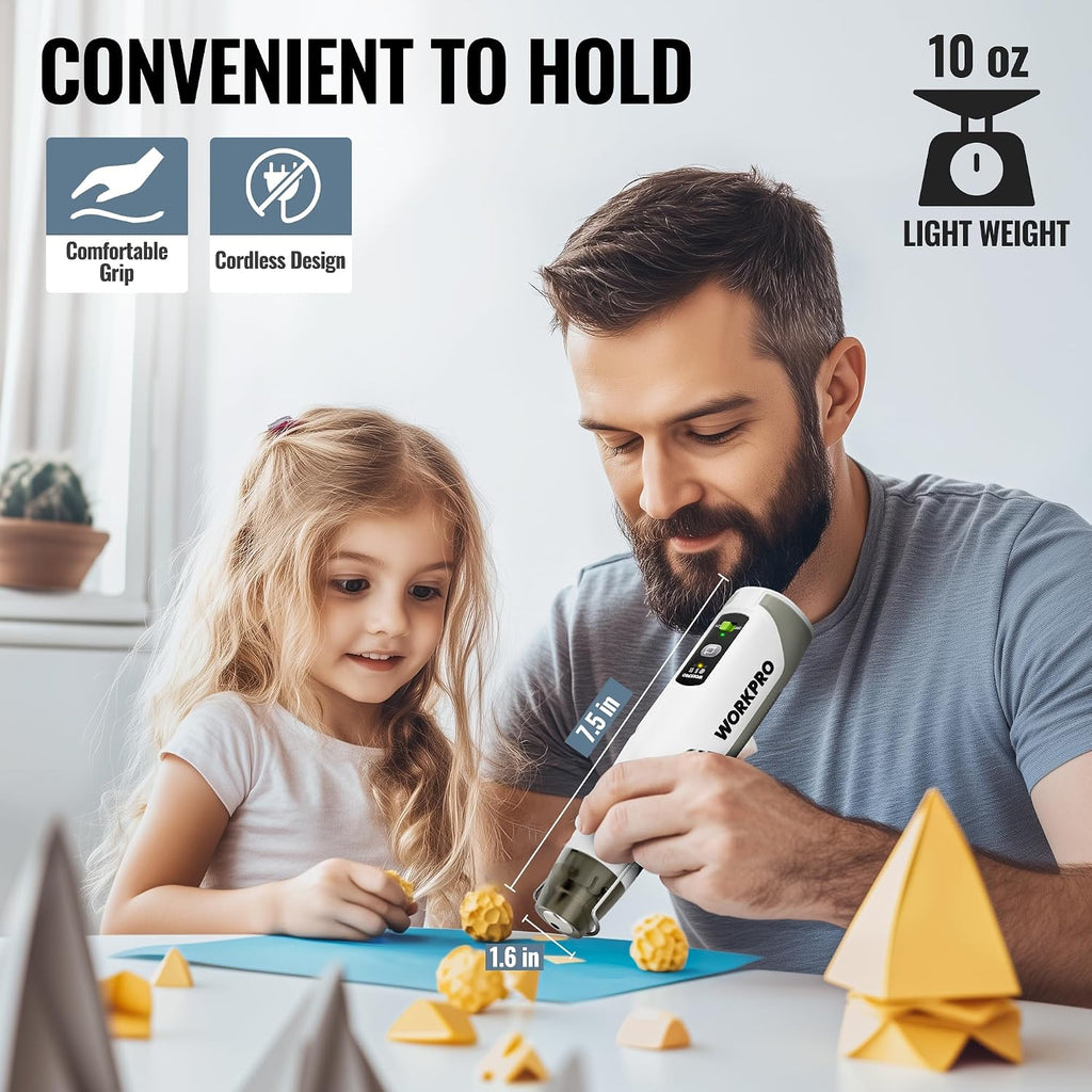 WORKPRO - Mini pistola de calor inalámbrica de 7.2 V, calentamiento rápido