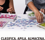 8 bandejas de clasificación de rompecabezas con tapa de 8 x 8 pulgadas, accesorios portátiles para rompecabezas con fondo blanco que hacen que las piezas destaquen para ordenar mejor patrones