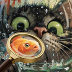 Rompecabezas de 1000 piezas de peces de gato curioso para adultos, desafiante y divertido arte de peces aterrorizados, acabado mate premium, 27.56 x 19.68 pulgadas, perfecto para noches de juego