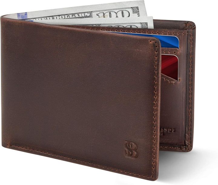 SERMAN BRANDS Mens Slim Bifold Wallet RFID Blocking Minimalist Fron...