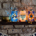 Qinyoung 12 Set Hanukkah Craft Mason Jar Craft con LED Candle Chanukah Set