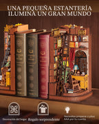 Rolife Kit de Rincón de Libros DIY Estudio de Esquina Silenciosa, Rompecabezas 3D Sujetalibros Británico Creativo Decoración de Estantería para Adultos, Kits en Miniatura de Casa Pequeña Kits de
