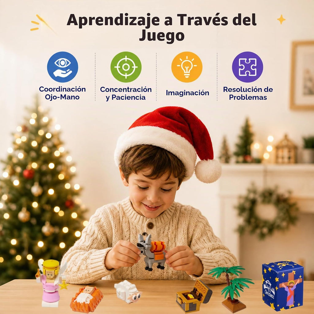 Calendario de Adviento de Nativity 2026 para niños, juego de bloques de