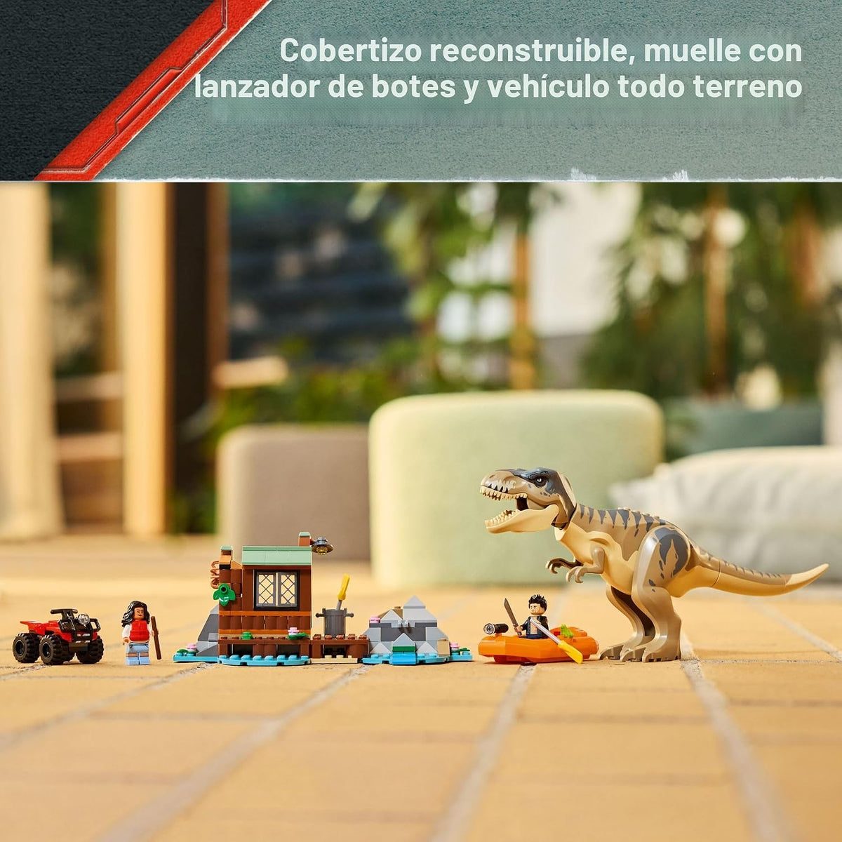 LEGO Jurassic World T. rex River Escape - Juguete de dinosaurio para niños, niños y niñas, de 5 a 7 años - Minifiguras de barco de juguete Jurassic World, regalo creativo de dinosaurio para fanáticos de las películas - 76975