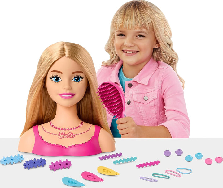 Cabeza de Muñeca Barbie para Estilo, Cabello Rubio con 20 Accesorio...