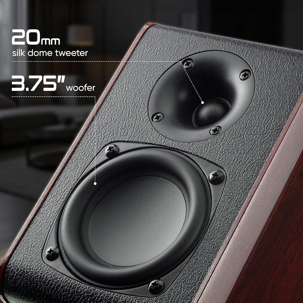 Saiyin Altavoces Bluetooth alimentados para estantería con woofer de 3.75