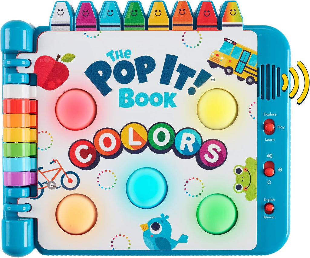 Chuckle & Roar Pop It Book, colores, inglés y español, modo silencioso, 1-4