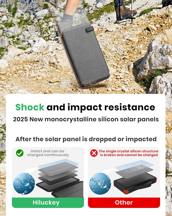 Hiluckey Cargador solar de 25000 mAh, banco de energía portátil USB...