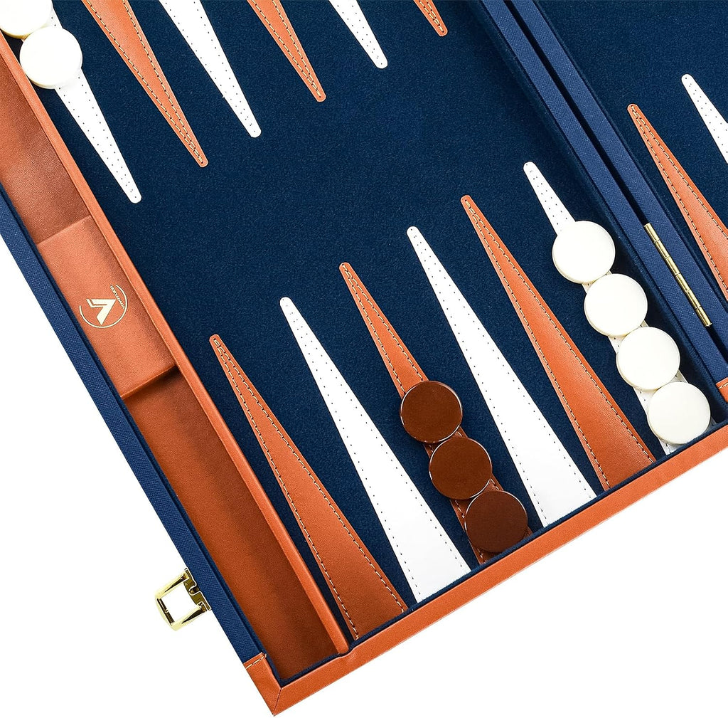 Juegos de backgammon premium para adultos, juegos de mesa de backgammon grandes de 17.5 pulgadas, juego de backgammon portátil de cuero sintético para viajes, regalos clásicos de juego de estrategia