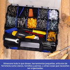 Caja de almacenamiento de piezas pequeñas, organizador de herramientas de doble cara, 34 compartimentos, organizadores de hardware con divisores de plástico extraíbles para tornillos, tuercas, clavos