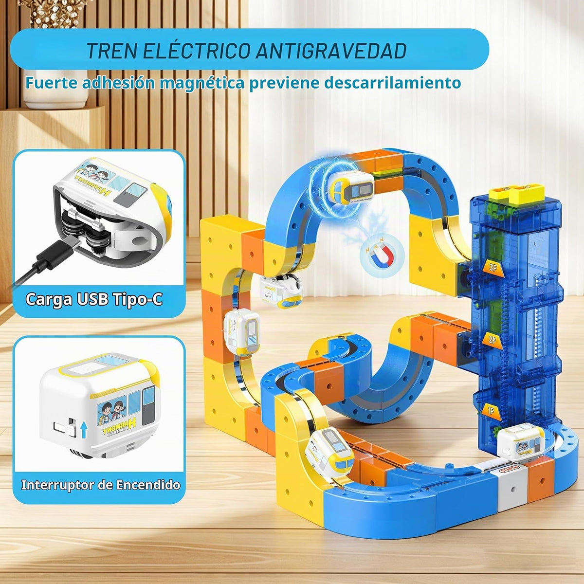 Juego de tren eléctrico de 185 piezas con elevador automático, juego de tren magnético 3D que desafía la gravedad para niños, juguetes de tren de construcción, juguete de pista de tren STEM