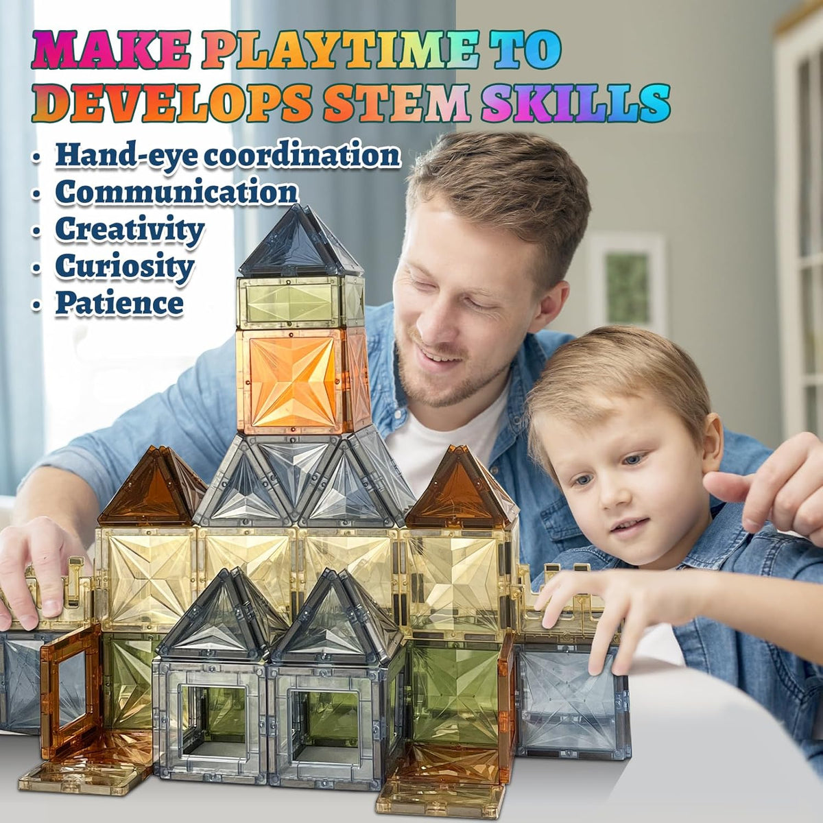 100 piezas de azulejos magnéticos, juguetes Montessori, bloques magnéticos para niños, juegos STEM, educativos para el aula, de aprendizaje, sensoriales, imanes naturales, juguete para niños