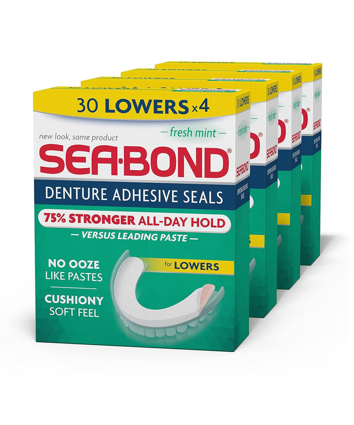 Sea-Bond Sellos adhesivos para dentaduras postizas seguras, bajador...