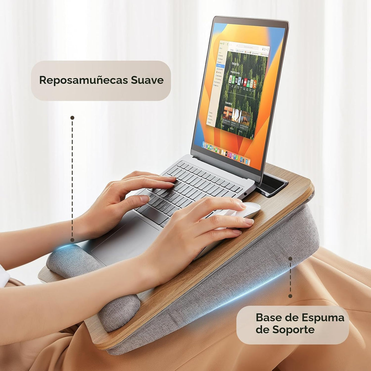 HUANUO - Escritorio de regazo para laptop con cojín, apto para portátiles