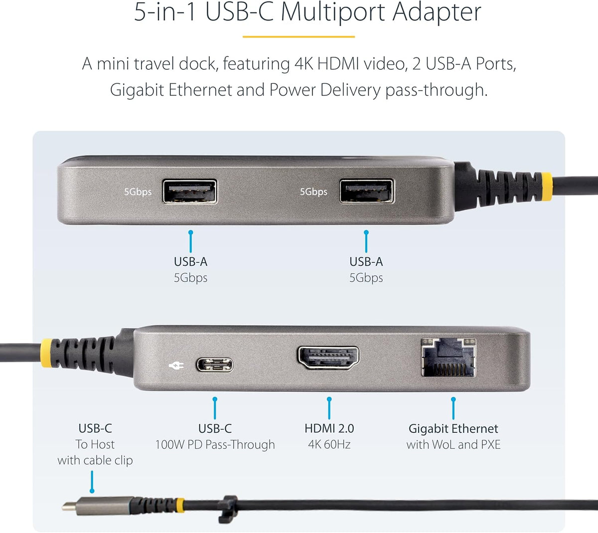 StarTech.com, 103B-USBC-MULTIPORT, hub USB 3.2, adaptador 5V/0.9A