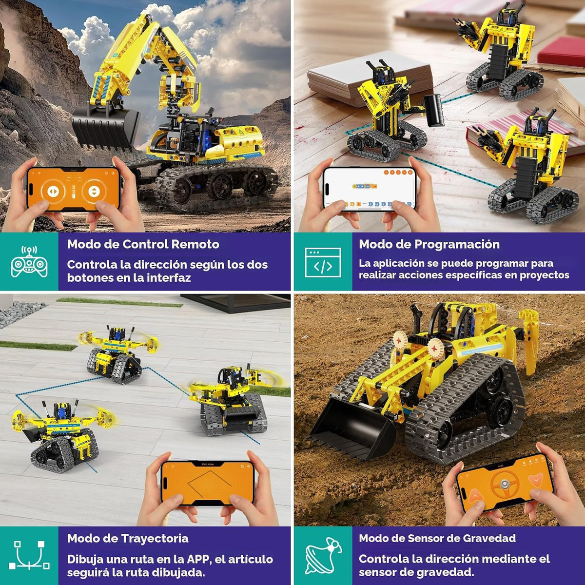 LECPOP Juguetes de construcción 5 en 1, kit de robótica STEM, 430 piezas de bloques RC Robot Erector, aplicación y control remoto, kits de ciencia de excavadora para niños de 6, 7, 8, 9, 10, 11, 12-14