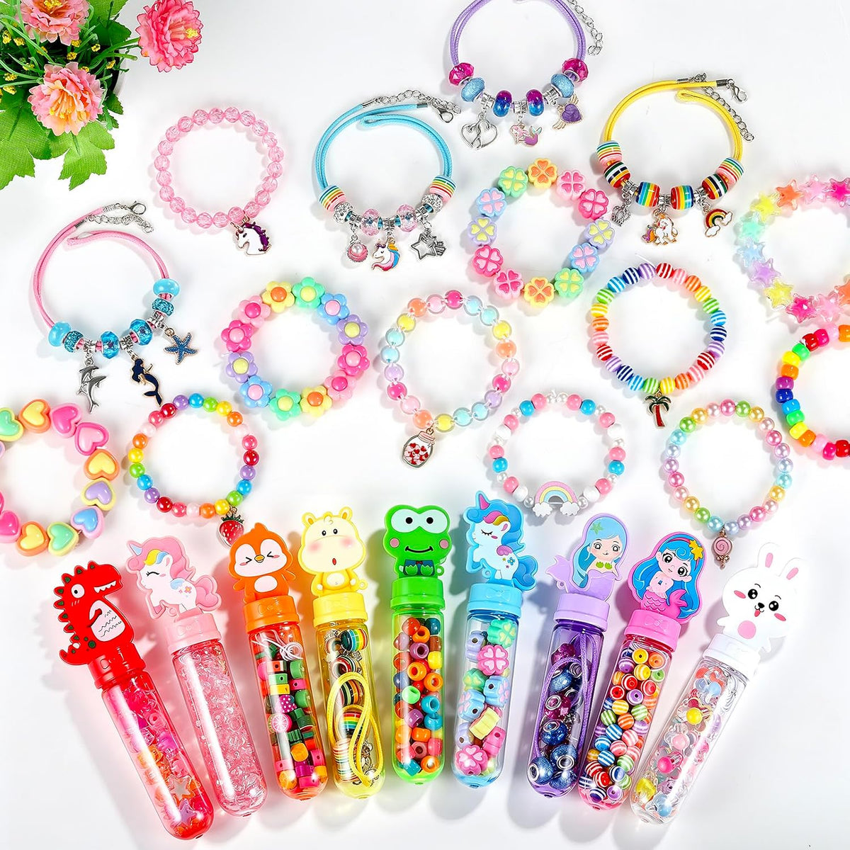 Funtopia Paquete de 24 kits de fabricación de pulseras para niñas de 4-6-8