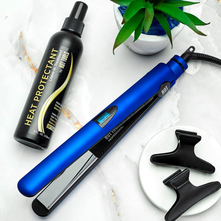Hot Tools Plancha plana profesional de titanio Micro-Shine azul rad...
