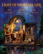 Rowood Kit de casa en miniatura para estudio mágico, kit de casa de muñecas en miniatura para adultos, kits de manualidades de mago para mujeres con LED, regalo de cumpleaños de Navidad para adultos (estudio mágico)