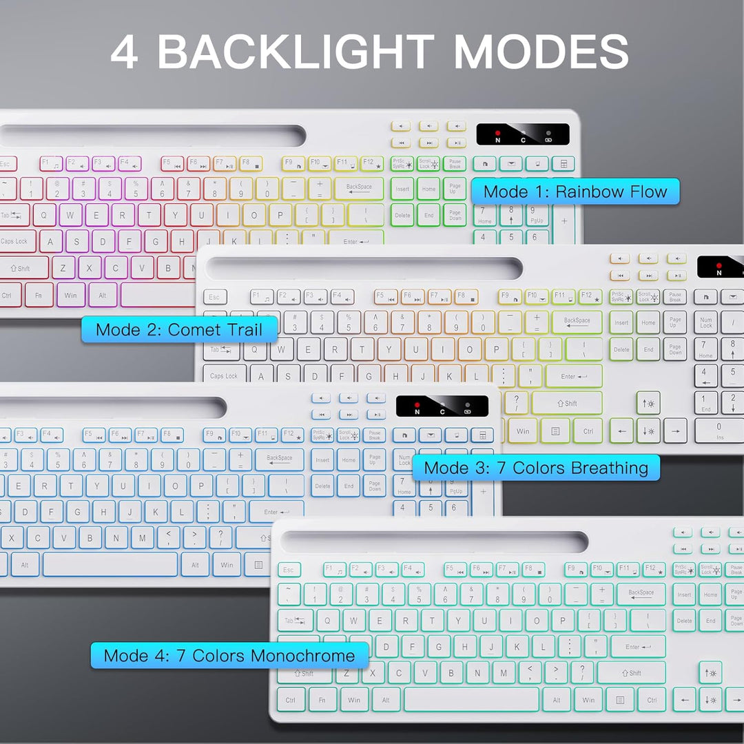 Soueto - Teclado inalámbrico con retroiluminación RGB de 7 colores,...